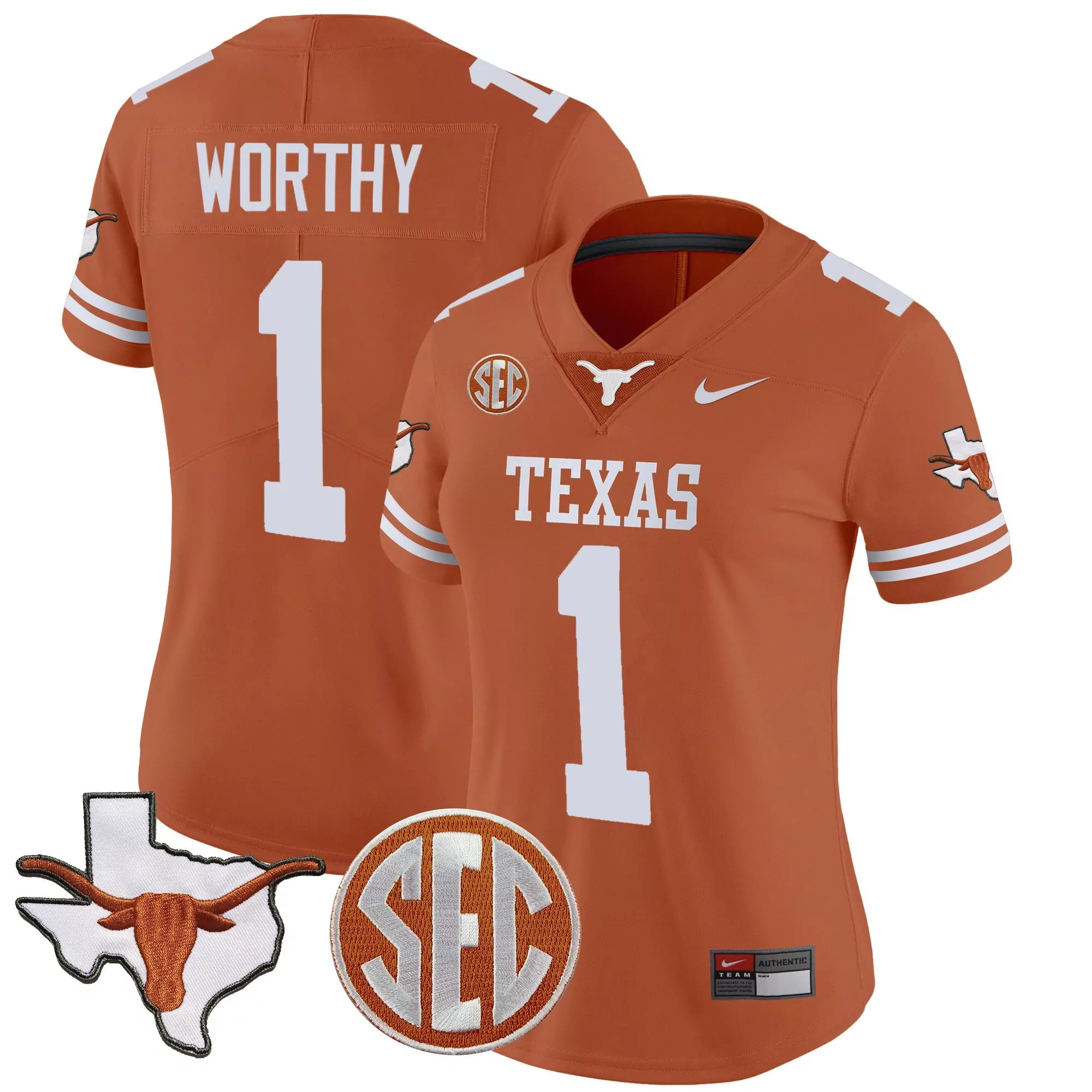 xavier worthy texas orange womens texas longhorns state map sec patch vapor jersey v2 all stitched