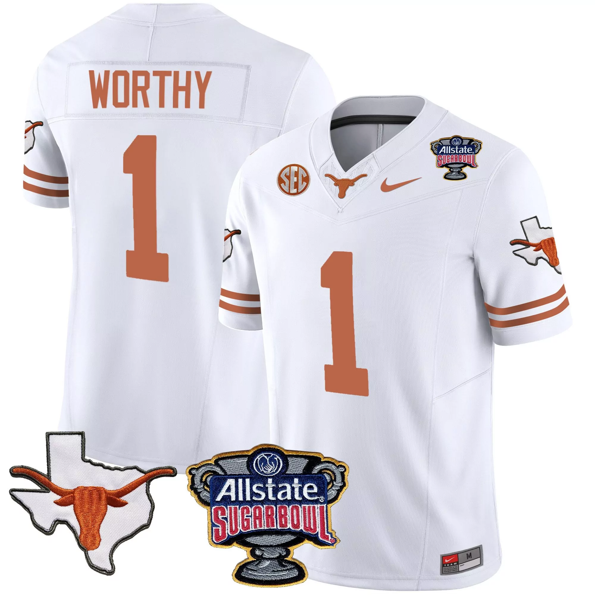 xavier worthy white mens texas longhorns sugar bowl sec patch vapor jersey all stitched