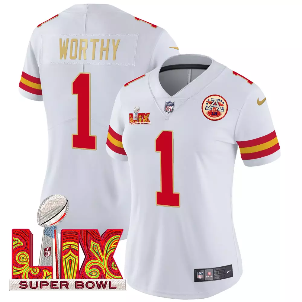 xavier worthy white mens kansas city chiefs super bowl lix patch vapor limited jersey all stitched