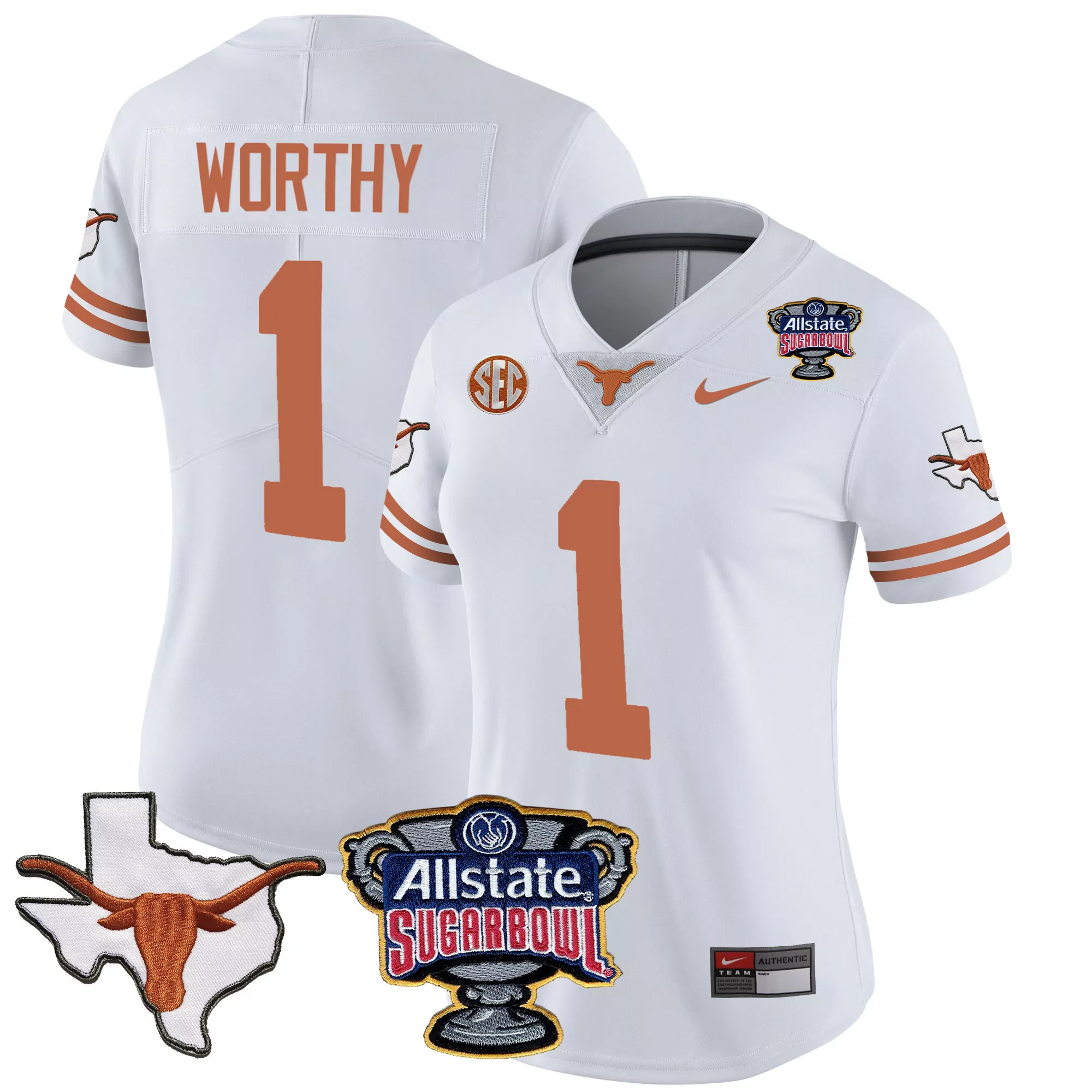 xavier worthy white womens texas longhorns state map sec patch vapor jersey v2 all stitched