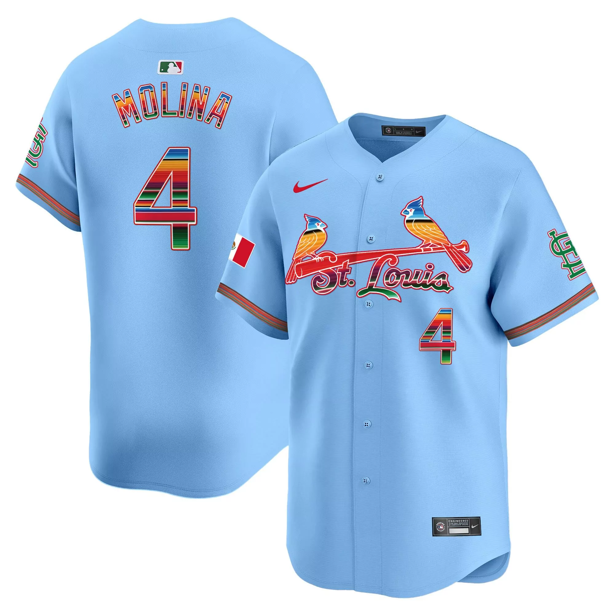yadier molina light blue mens st louis cardinals mexico vapor premier limited jersey all stitched