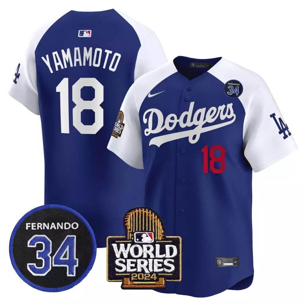 Yamamoto Alternate Royal Men's Dodgers Fernando Valenzuela Jersey | 2024 World Series Patch | Vapor Premier Limited | For Men, Women & Youth