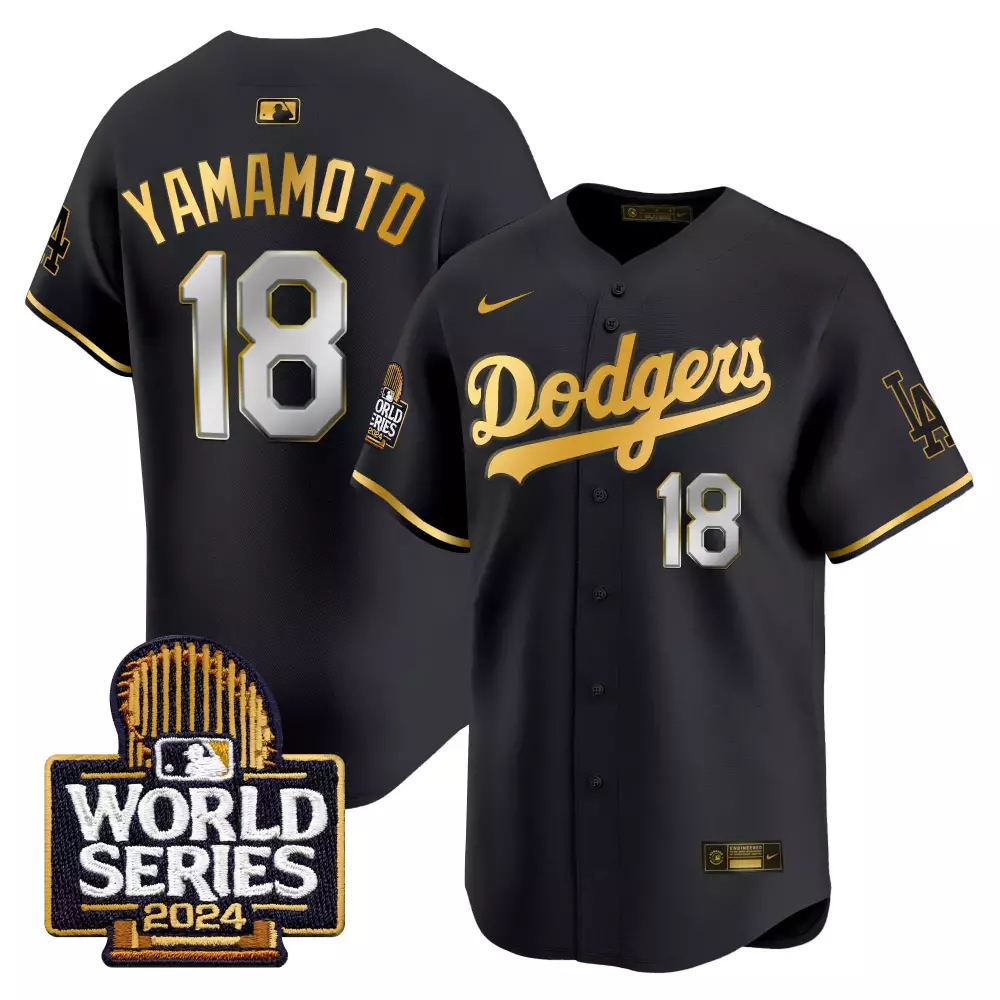 Yamamoto 2024 World Series Dodgers Black Gold Jersey | Limited Edition Vapor Premier | Fan Gear for Men, Women & Youth