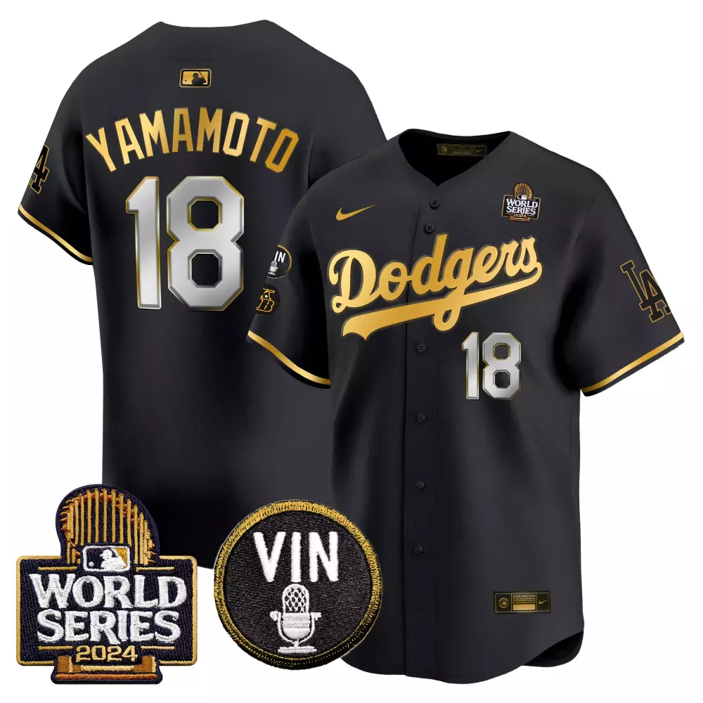 Yamamoto 2024 World Series Dodgers Black Gold Jersey | Limited Edition Vapor Premier | Fan Gear for Men, Women & Youth