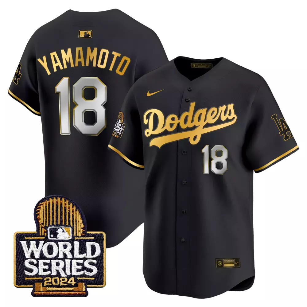 Yamamoto 2024 World Series Dodgers Black Gold Jersey | Limited Edition Vapor Premier | Fan Gear for Men, Women & Youth