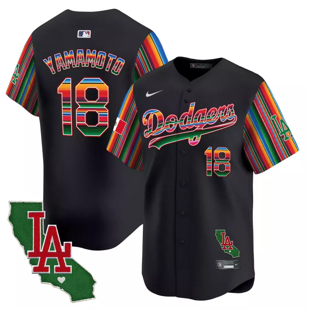 Yamamoto 2024 Dodgers Mexico California Patch Limited Edition Jersey V5 | Black Vapor Premier | All Stitched Fan Gear for Men, Women & Youth