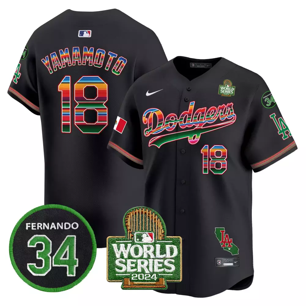 Yamamoto 2024 Dodgers Mexico California Patch Limited Edition Jersey V5 | Black Vapor Premier | All Stitched Fan Gear for Men, Women & Youth