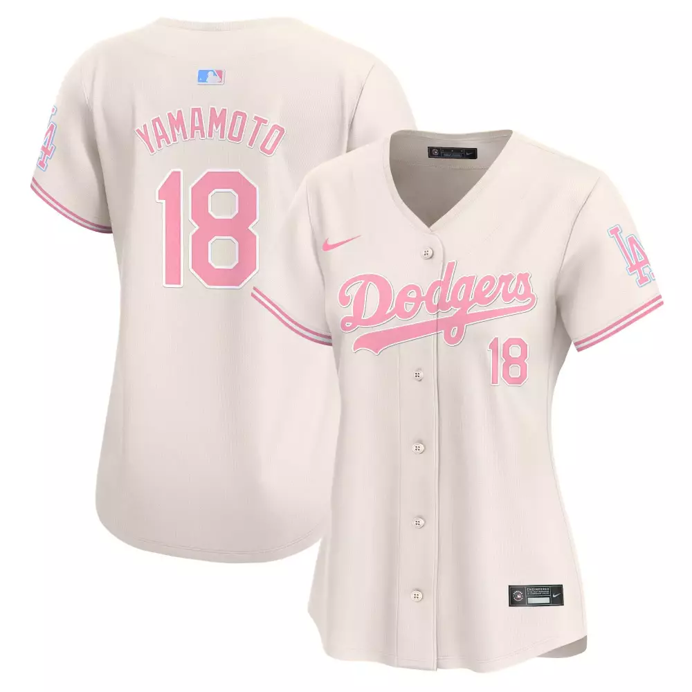 Yamamoto Cream Women's Dodgers Bubblegum Pink Jersey | Limited Edition Vapor Premier | Fan Gear for Game Day | For Men, Women & Youth