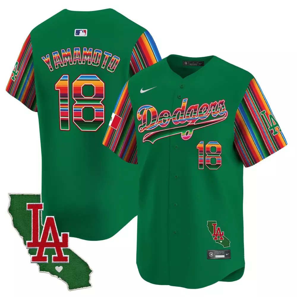 Yamamoto Green Men's Dodgers Mexico California Patch Jersey | Limited Edition Vapor Premier | Perfect for Game Day | For Men, Women & Youth