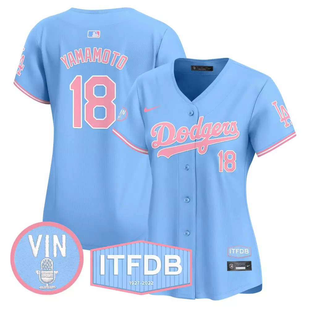 Yamamoto Dodgers Vin Roberto Patch Gold Trim Jersey | Stitched Vapor Premier Limited Edition | Fan Gear for Men, Women & Youth