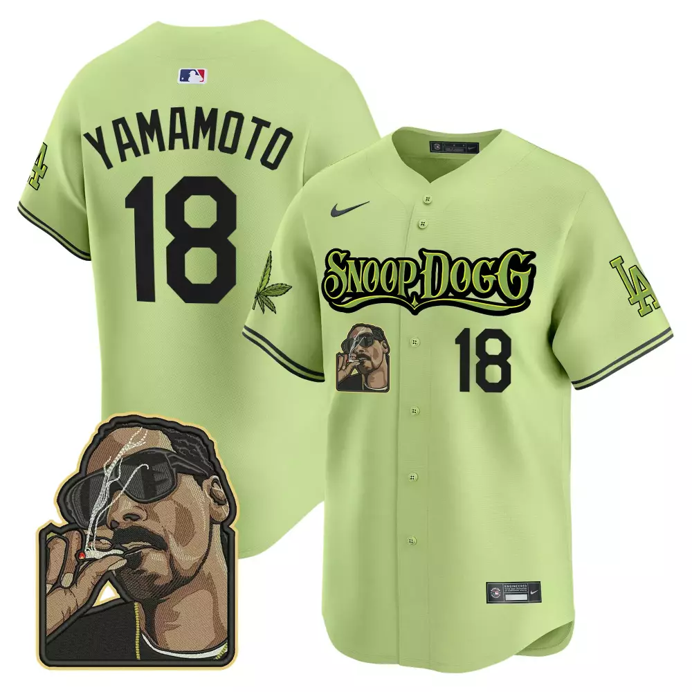 Yamamoto Light Green Men's Dodgers Snoop Dogg Jersey | Limited Edition Vapor Premier | Perfect Gift for Fans | For Men, Women & Youth