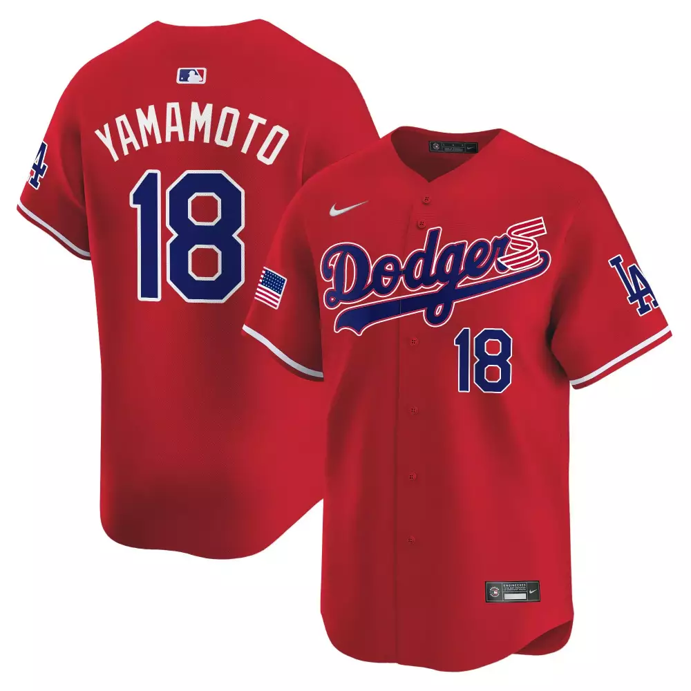 Yamamoto Red Men's Dodgers 2024 Independence Day Jersey | Vapor Premier Limited Edition | Fan Gear for Men, Women & Youth