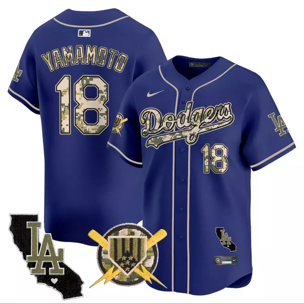 Yamamoto Royal Men's Dodgers 2024 Armed Forces Day Jersey | Vapor Premier Limited Edition | Fan Gear for Men, Women & Youth