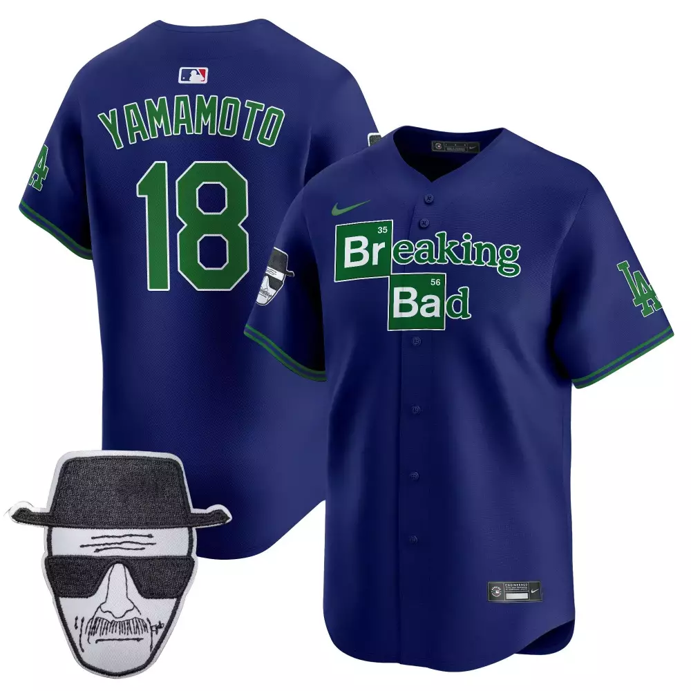 Yamamoto Royal Men's Dodgers Breaking Bad Jersey | Walter White Patch Vapor Premier Limited Edition | Fan Gear for Men, Women & Youth
