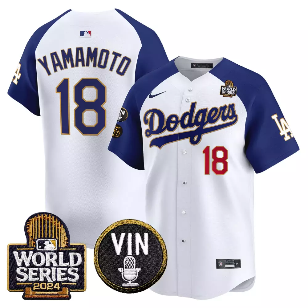 White Alternate Dodgers 2024 World Series Gold Trim Jersey V2 | Men's Vapor Premier Limited Edition | For Men, Women & Youth