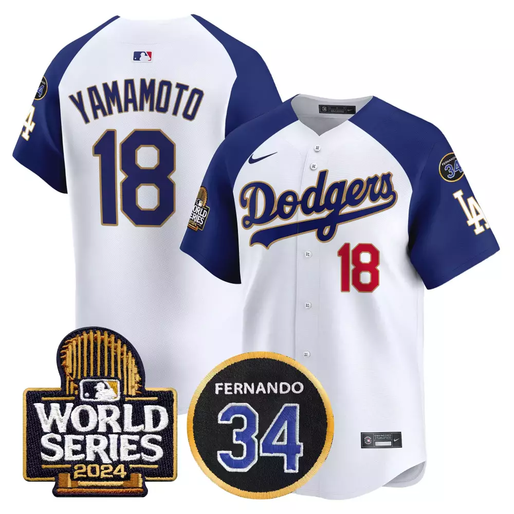 Yamamoto Dodgers 2024 Fernando Memorial World Series Patch Jersey | Vapor Premier Limited Edition | Fan Gear for Men, Women & Youth