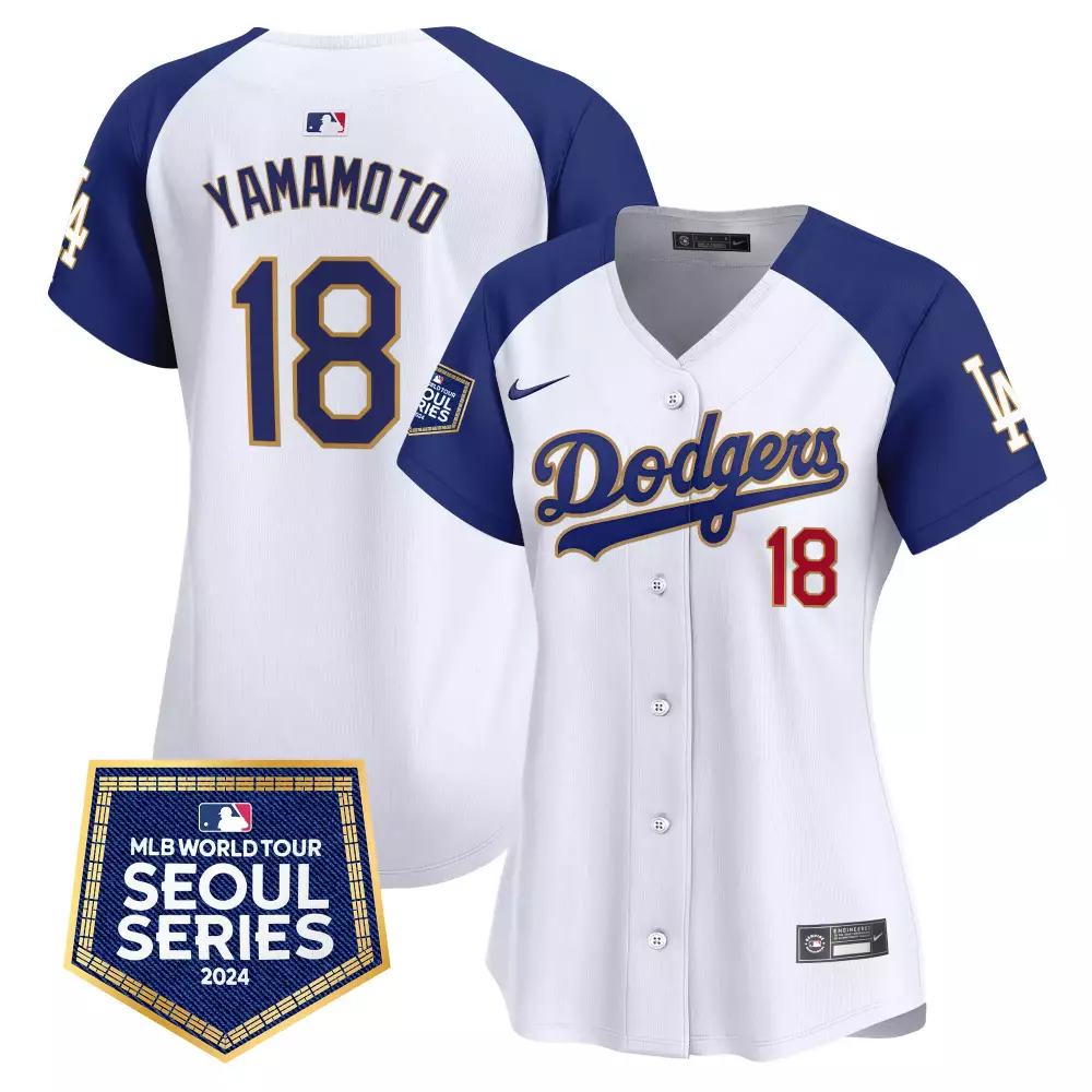 Yamamoto Dodgers 2024 Women's World Tour Seoul Series Patch Jersey | Vapor Premier Limited Edition | Fan Gear for Women, Men & Youth