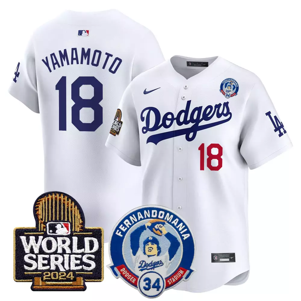 Yamamoto Dodgers Fernando Valenzuela 2024 World Series Patch Jersey V3 | Stitched Vapor Premier Limited Edition | Fan Gear for Men, Women & Youth