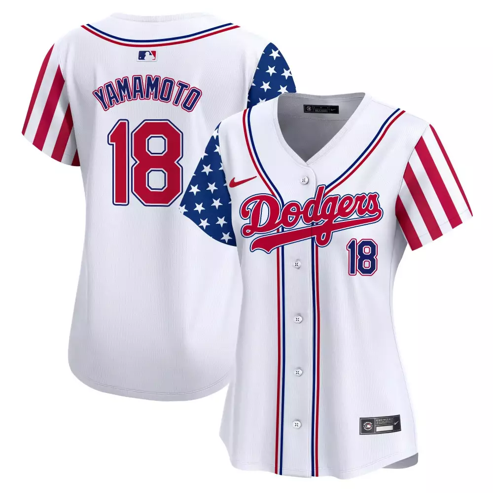 Yamamoto Dodgers 2024 Independence Day Jersey | Stitched Vapor Premier Limited Edition | Fan Gear for Women