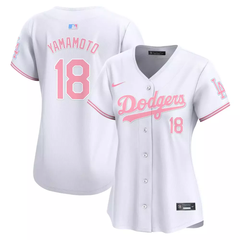 Yamamoto Dodgers Bubblegum Pink Vapor Premier Limited Jersey | White Stitched Style | Fan Gear for Men, Women & Youth