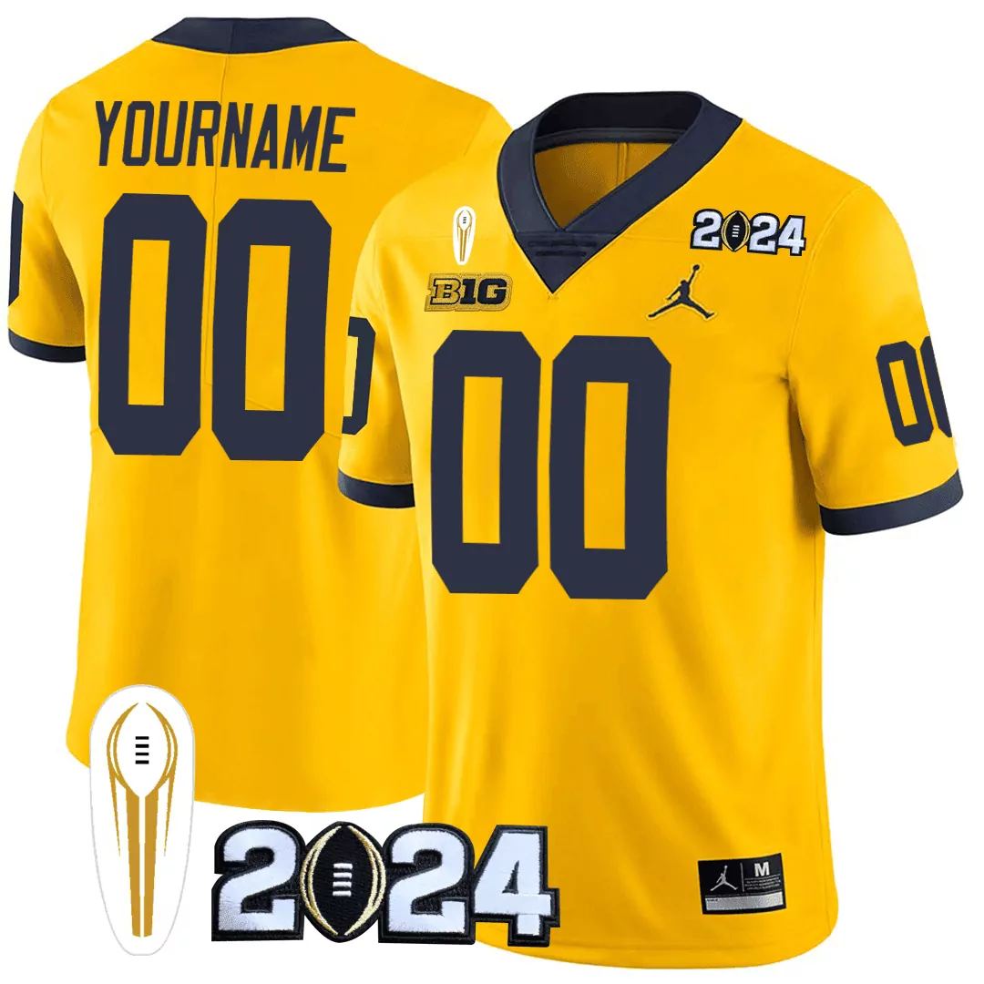 yellow youth michigan wolverines 1000 wins 2024 college bowl patch vapor limited custom jersey all stitched