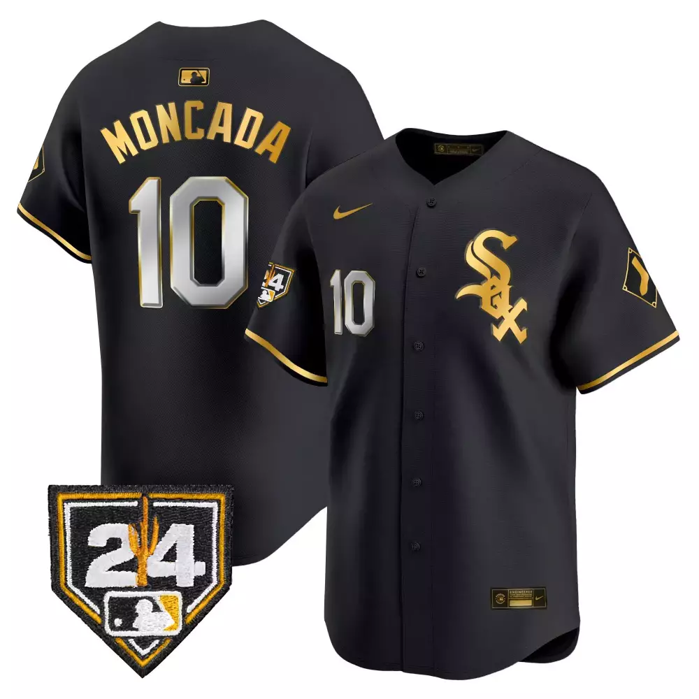 yoan moncada black gold mens chicago white sox 2024 spring training patch vapor premier limited jersey all stitched