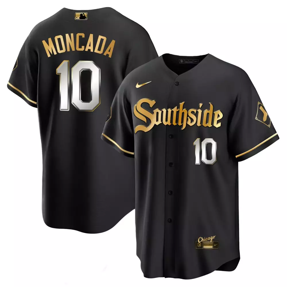 yoan moncada black gold mens chicago white sox 2024 spring training patch vapor premier limited jersey all stitched