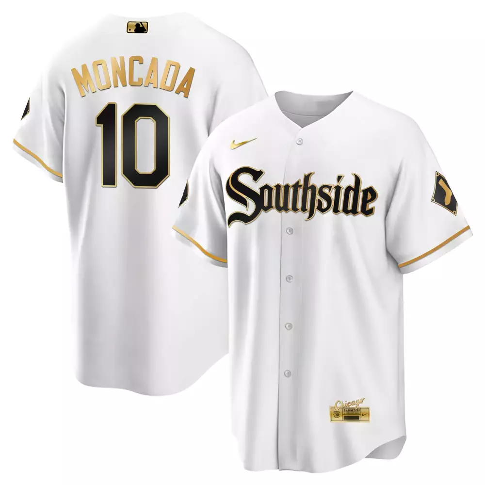 Yoan Moncada Black Limited Gold Jersey | White Gold All Stitched Design | Fan Gear for Men | For Men, Women & Youth