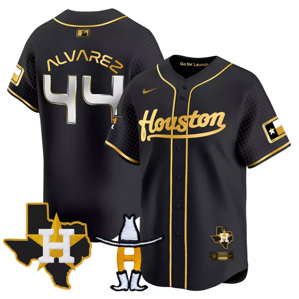 yordan alvarez black gold mens houston astros jackie robinson breaking barriers patch vapor premier limited jersey all s