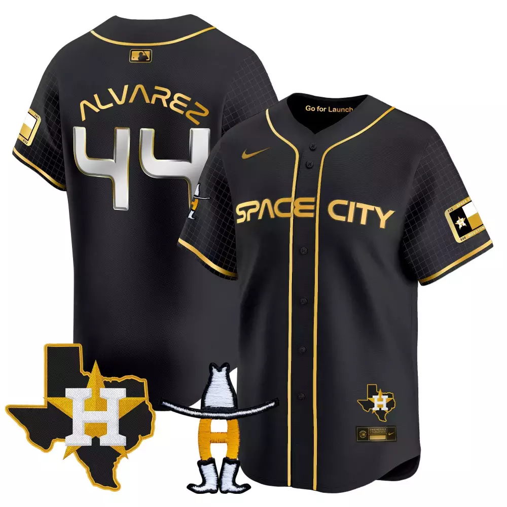 yordan alvarez black gold mens houston astros jackie robinson breaking barriers patch vapor premier limited jersey all s