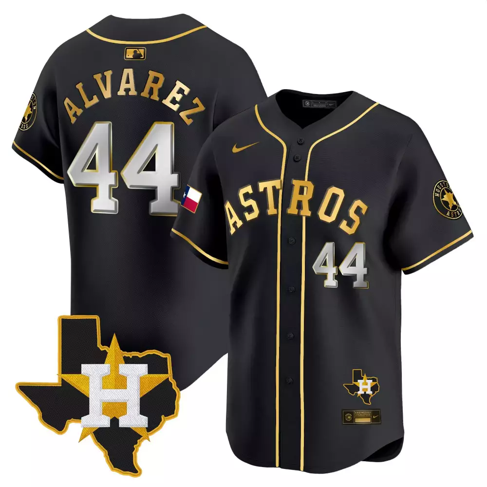 yordan alvarez black gold mens houston astros jackie robinson breaking barriers patch vapor premier limited jersey all s