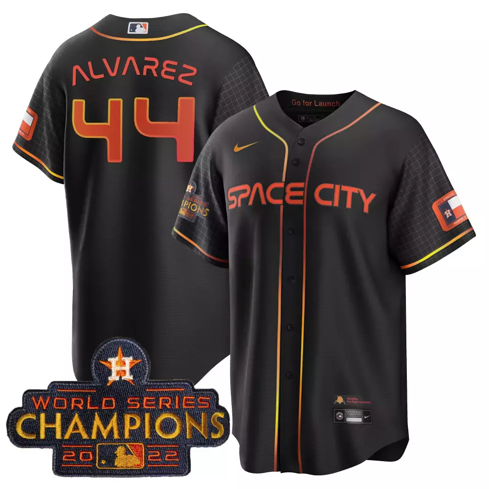 Yordan Alvarez Houston Astros 2023 Space City Champions Black Gold V2 Jersey | Stitched Fan Gear | For Men, Women & Youth