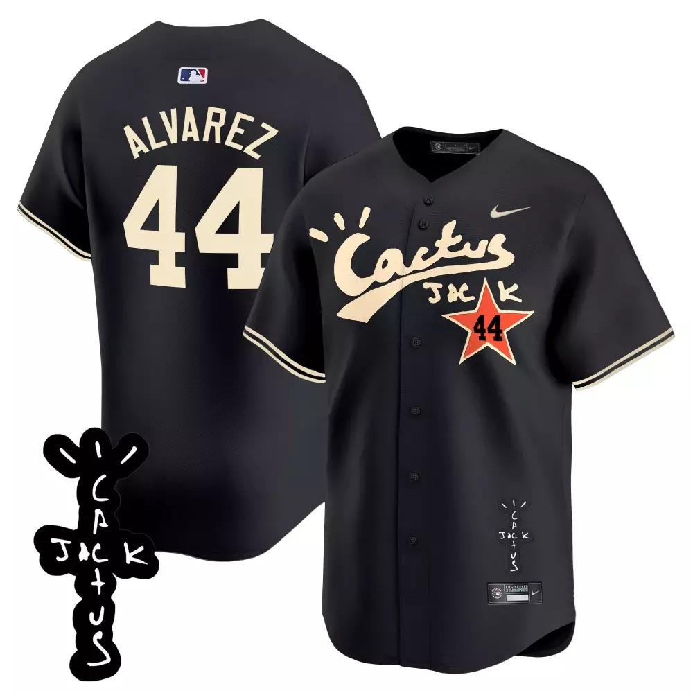 Yordan Alvarez Houston Astros 2025 Cactus Jack Black Jersey | Stitched Vapor Premier Limited Edition V2 | For Men, Women & Youth