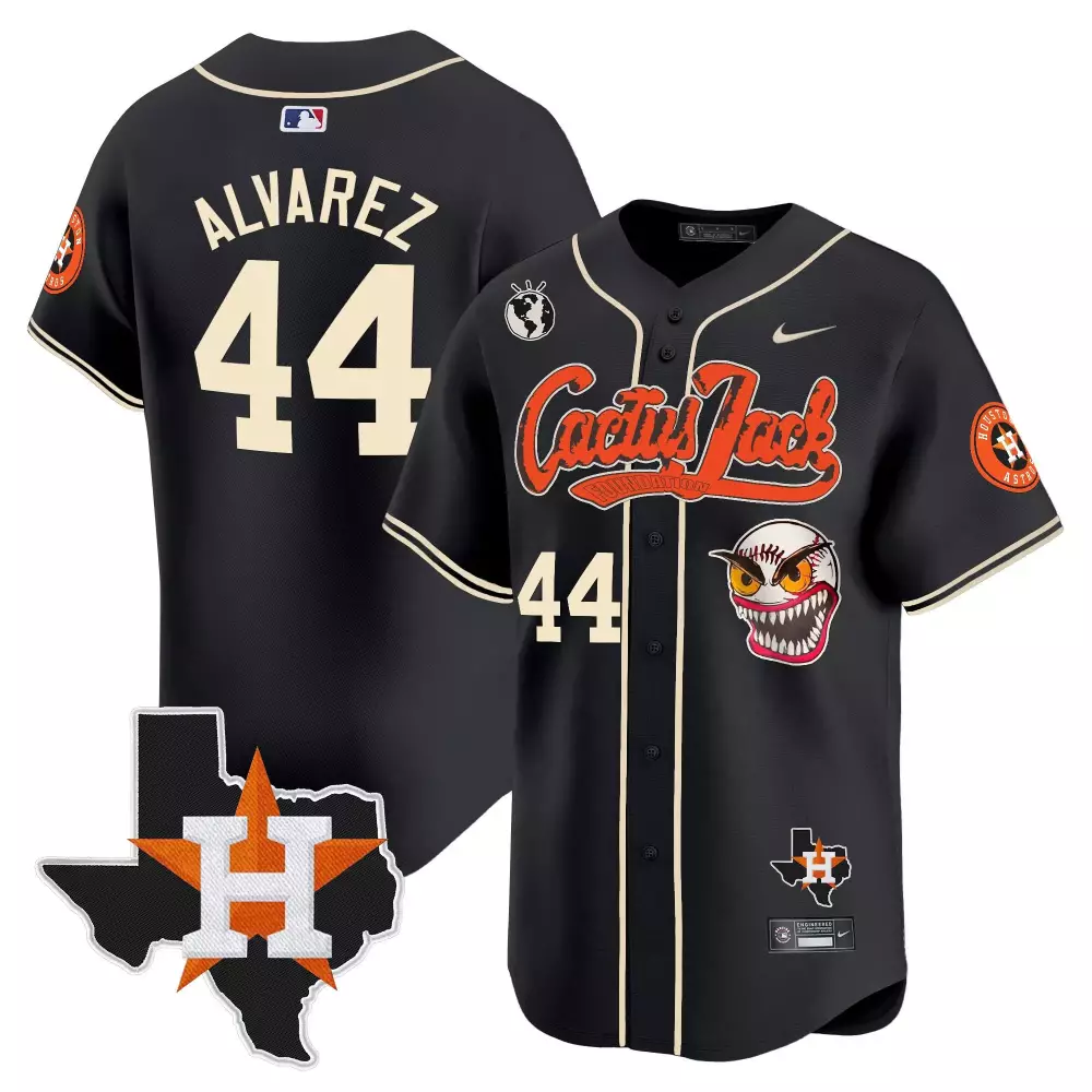 Yordan Alvarez Houston Astros 2025 Cactus Jack Black Jersey | Stitched Vapor Premier Limited Edition V6 | For Men, Women & Youth