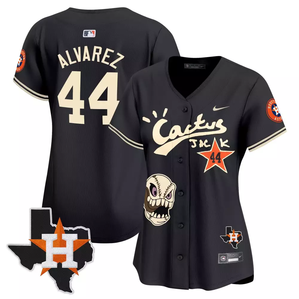 Yordan Alvarez Houston Astros Women's Cactus Jack Patch Black Vapor Premier Limited Jersey | All Stitched | For Women