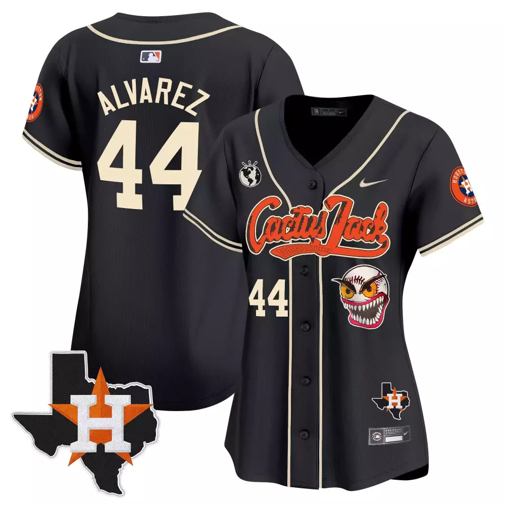 Yordan Alvarez Houston Astros Women's Cactus Jack Patch Black Vapor Premier Limited Jersey V6 | Stitched | For Women