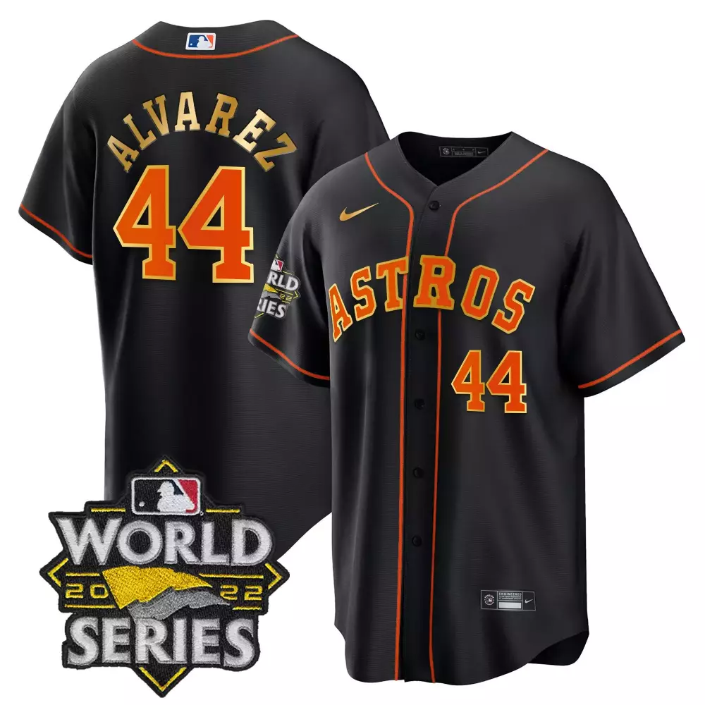 Yordan Alvarez Houston Astros 2022 World Series Gold Limited Jersey | Stitched Silver Fan Gear | For Men, Women & Youth