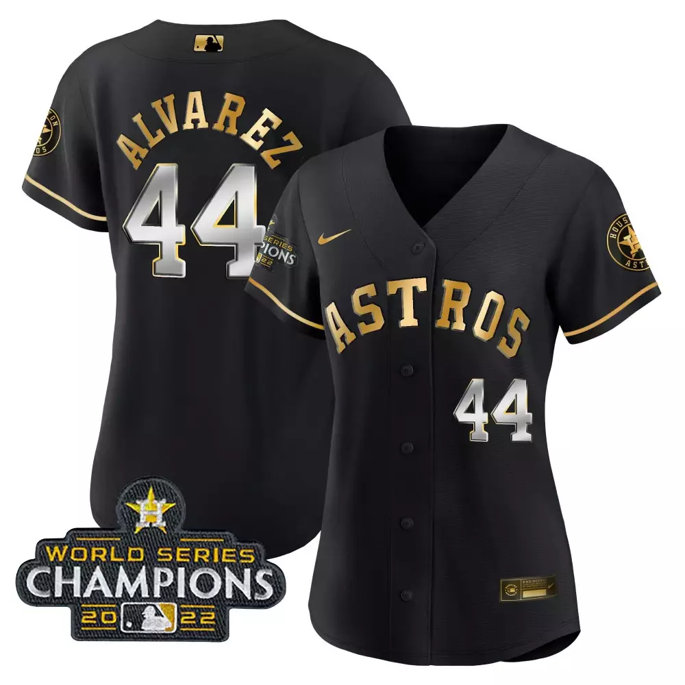 Yordan Alvarez Houston Astros 2022 World Series Champions Player Jersey | Black Women's Stitched Fan Gear | For Men, Women & Youth