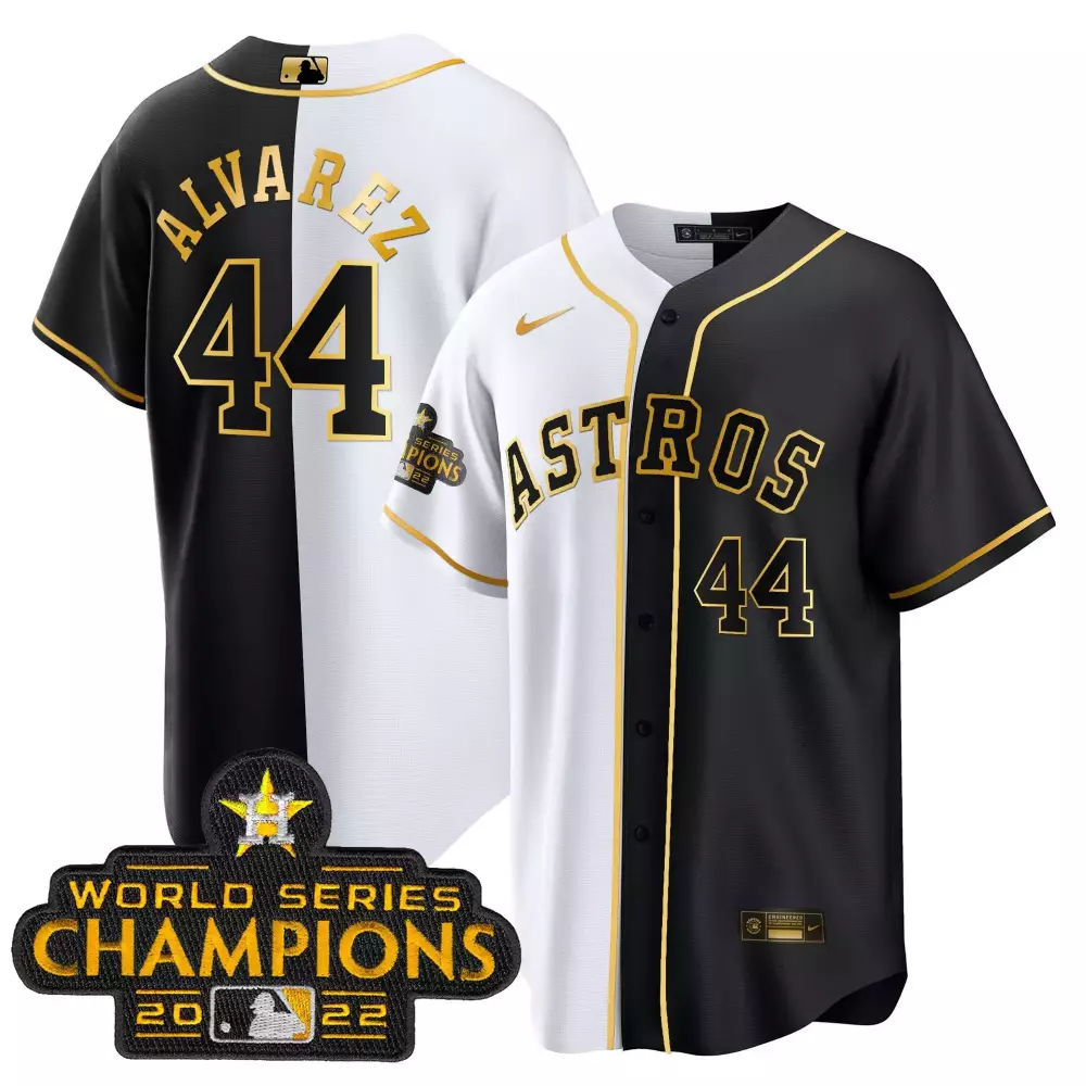 Yordan Alvarez Houston Astros 2023 Champions Gold Split Flex Black Men's Jersey | Stitched Limited Edition | For Men