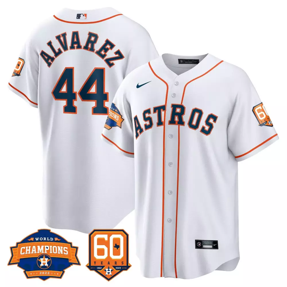 Yordan Alvarez Houston Astros 2022 World Series 60th Patch Jersey | Stitched Home Fan Gear | For Men, Women & Youth