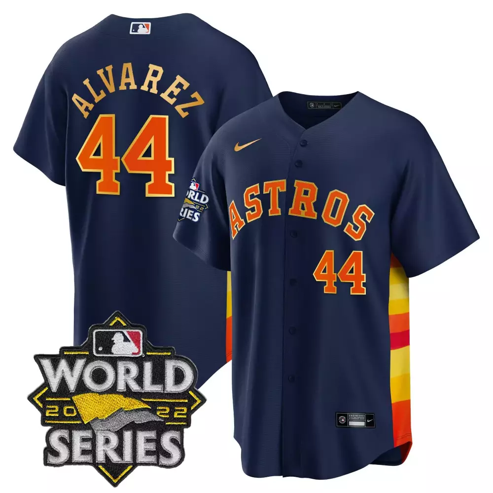 Yordan Alvarez Houston Astros 2022 World Series Gold Limited Jersey | Stitched Silver Fan Gear | For Men, Women & Youth