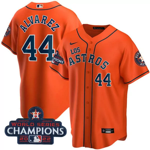 Yordan Alvarez Houston Astros 2022 World Series Champions Player Orange Jersey | Stitched | Replica Fan Gear | For Men, Women & Youth