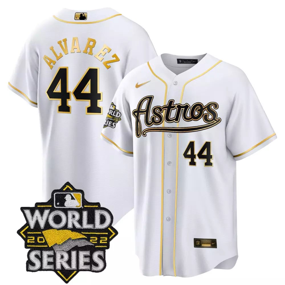 Yordan Alvarez Houston Astros World Series Throwback Patch Gold Jersey | Flex White Style | Stitched Fan Gear | For Men, Women & Youth