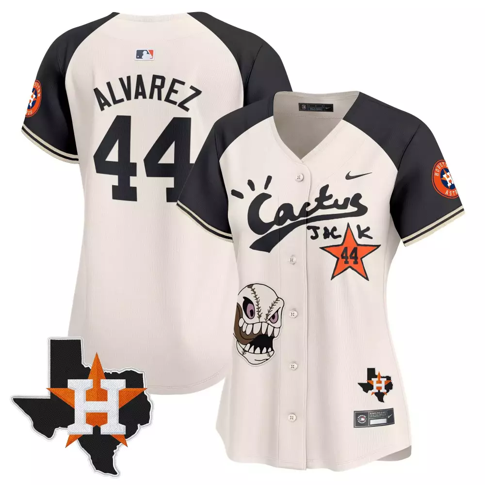 Yordan Alvarez Houston Astros Cream Alternate Women's Jersey | Cactus Jack Patch | Limited Edition Vapor Premier | For Men, Women & Youth