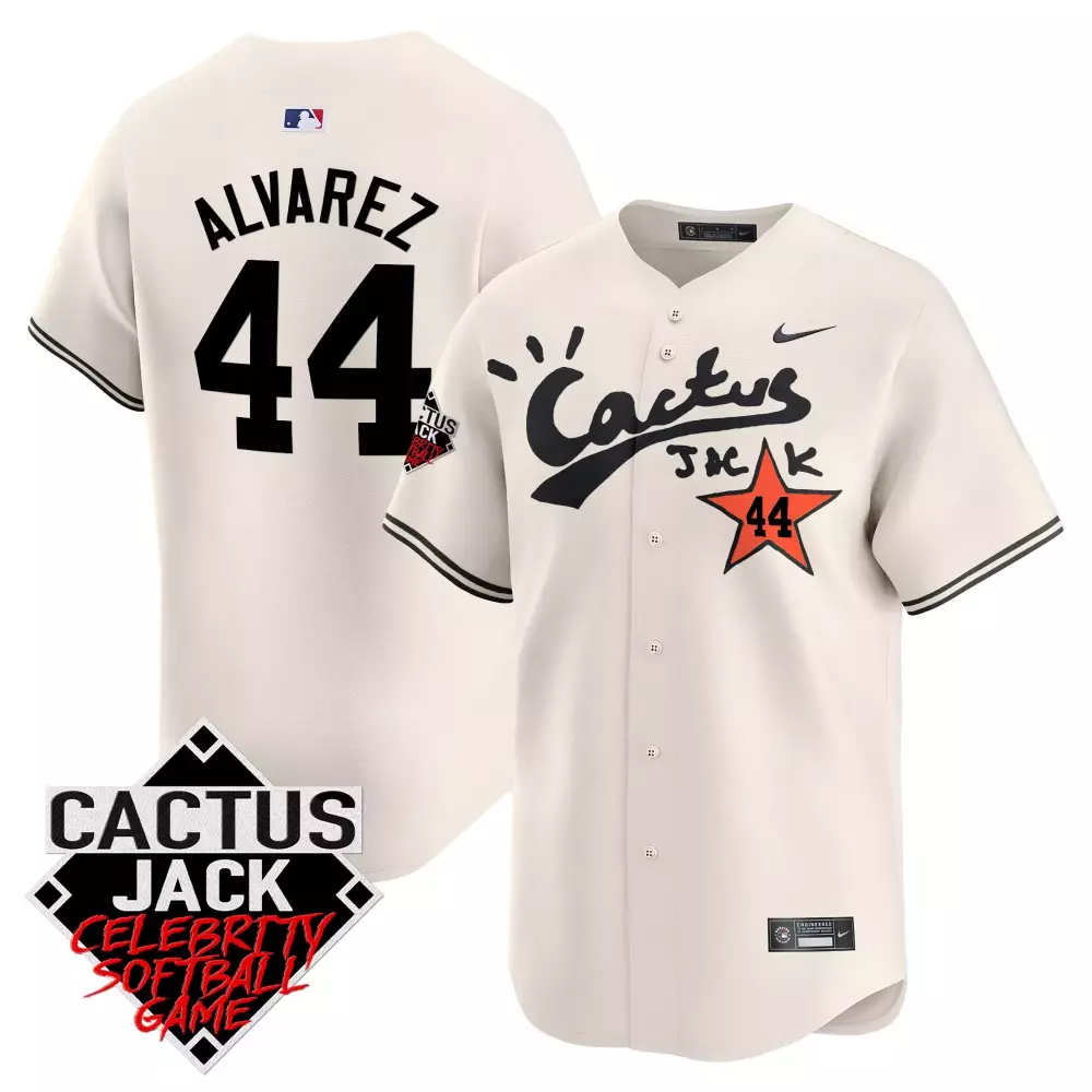 Yordan Alvarez Houston Astros Cream Men's Jersey | Cactus Jack Champions Patch | Limited Edition Vapor Premier | For Men, Women & Youth