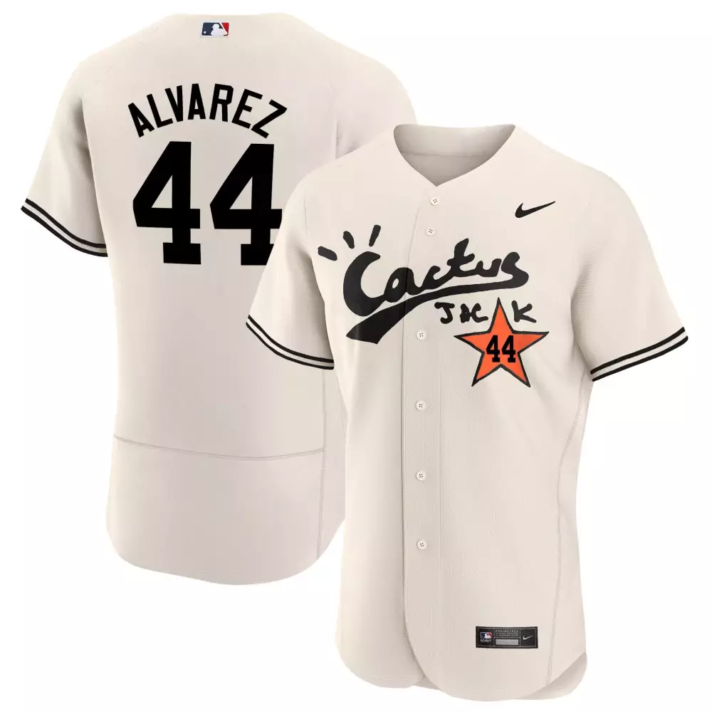 Yordan Alvarez Houston Astros Cream Men's Jersey | Cactus Jack Houston Rodeo Patch | Limited Edition Vapor Premier | For Men, Women & Youth