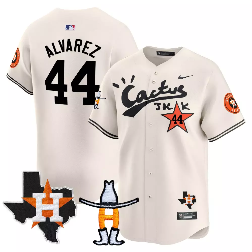 Yordan Alvarez Houston Astros Cream Men's Jersey | Cactus Jack Houston Rodeo Patch | Limited Edition Vapor Premier | For Men, Women & Youth