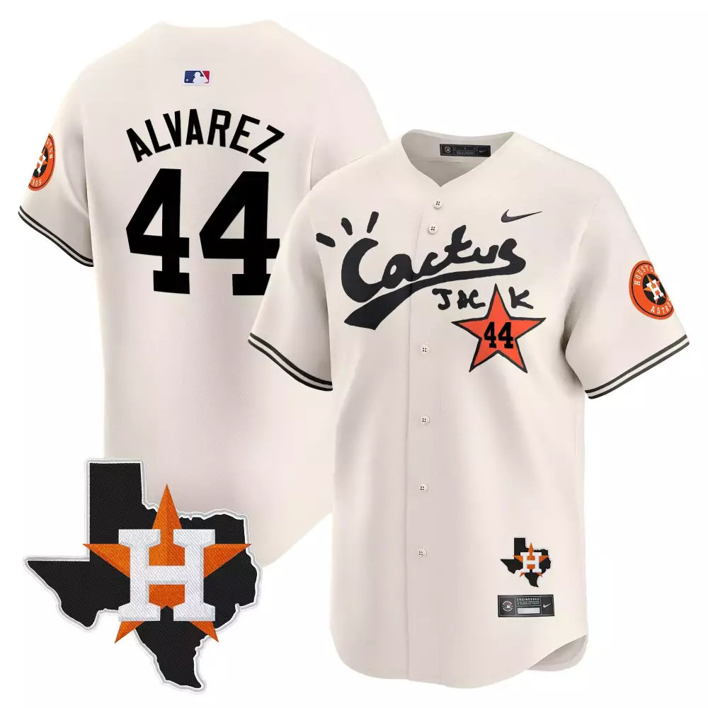 Yordan Alvarez Houston Astros Cream Men's Jersey | Cactus Jack Patch | Limited Edition Vapor Premier | For Men, Women & Youth