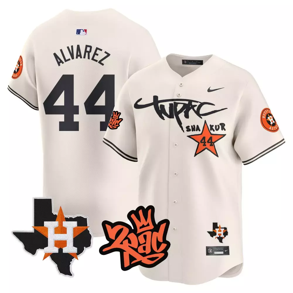 Yordan Alvarez Houston Astros Cream Tupac Shakur Vapor Premier Jersey | Stitched Limited Edition | Fan Gear for Men, Women & Youth
