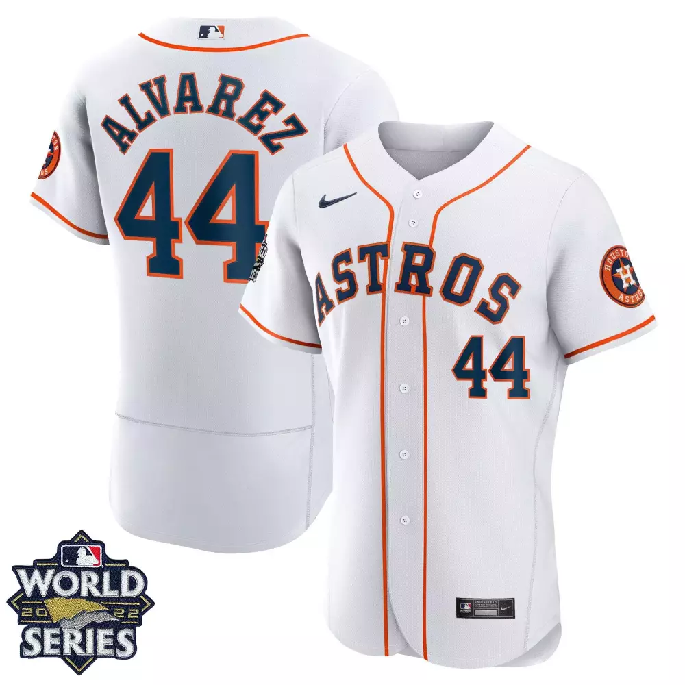 Yordan Alvarez Flex Base Men's Houston Astros 2022 World Series Home Jersey | Stitched Fan Gear | For Men, Women & Youth
